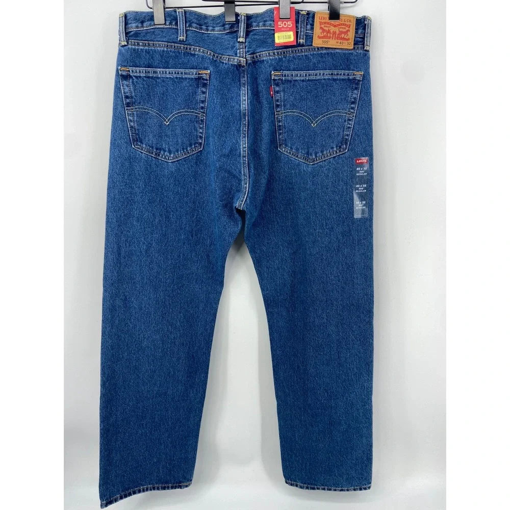 Levi 505 Jeans Mens 40x32 Blue Classic Straight Leg Zip Comfort Denim Cowboy NWT